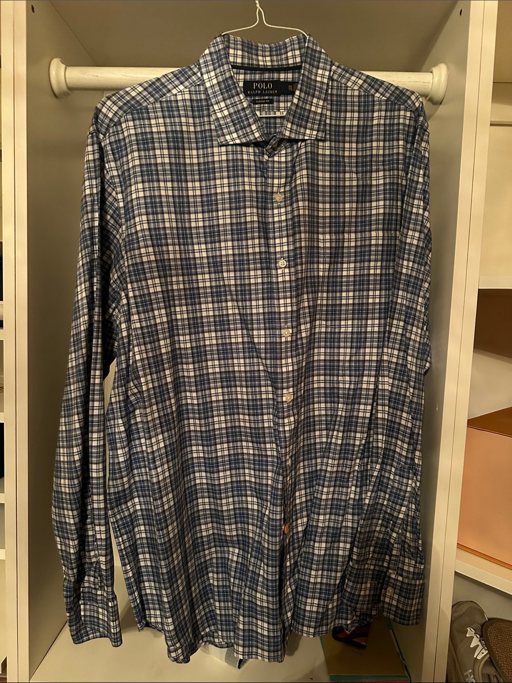 Polo by Ralph Lauren Navy and White Plaid Button-Down Shirt